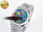 Daydate 128239 36mm Colour Jigsaw Puzzle SS QHF Best Edition Turquoise Blue Dial on SS President Bracelet A2834 - Görsel 2