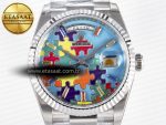 Daydate 128239 36mm Colour Jigsaw Puzzle SS QHF Best Edition Turquoise Blue Dial on SS President Bracelet A2834 - Görsel 4