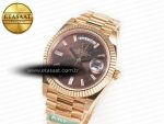 DayDate 40 228235 ARF 904L Steel Brown Crystal Diamonds Bezel on President Bracelet VR3255