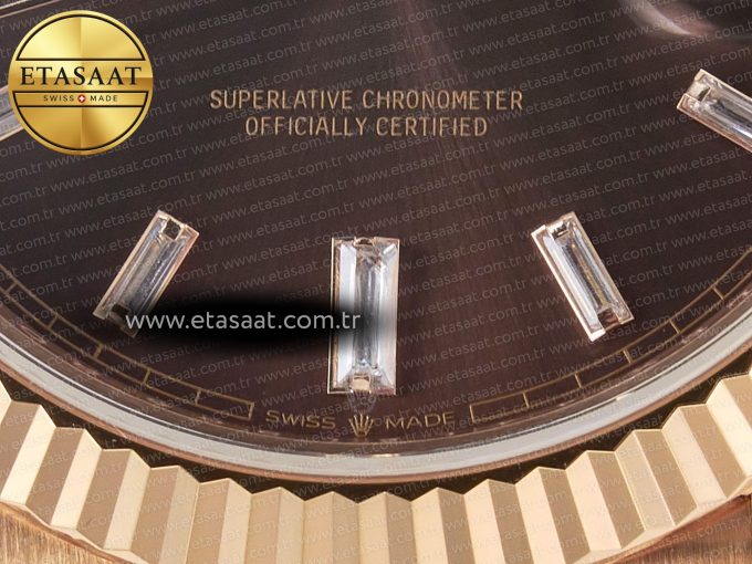 DayDate 40 228235 ARF 904L Steel Brown Crystal Diamonds Bezel on President Bracelet VR3255 - Görsel 12