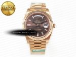 DayDate 40 228235 ARF 904L Steel Brown Crystal Diamonds Bezel on President Bracelet VR3255 - Görsel 3