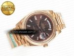 DayDate 40 228235 ARF 904L Steel Brown Crystal Diamonds Bezel on President Bracelet VR3255 - Görsel 8