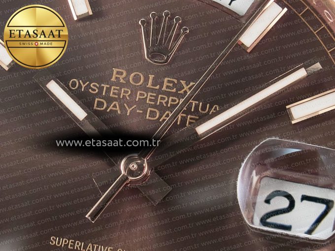 DayDate 40 228235 ARF 904L Steel Brown Stick Dial on President Bracelet VR3255 - Görsel 10