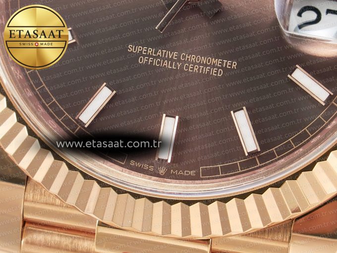 DayDate 40 228235 ARF 904L Steel Brown Stick Dial on President Bracelet VR3255 - Görsel 12