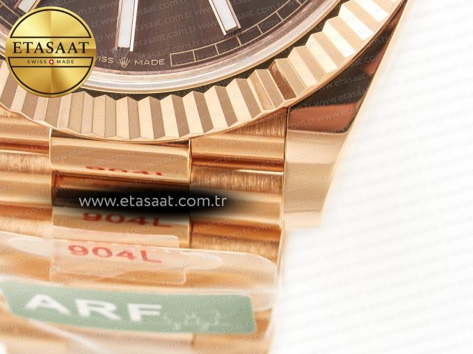 DayDate 40 228235 ARF 904L Steel Brown Stick Dial on President Bracelet VR3255 - Görsel 13