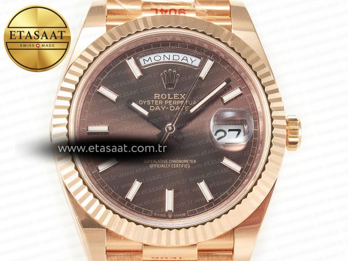 DayDate 40 228235 ARF 904L Steel Brown Stick Dial on President Bracelet VR3255 - Görsel 4