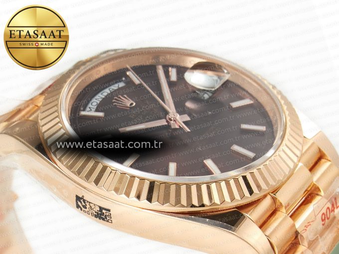 DayDate 40 228235 ARF 904L Steel Brown Stick Dial on President Bracelet VR3255 - Görsel 7