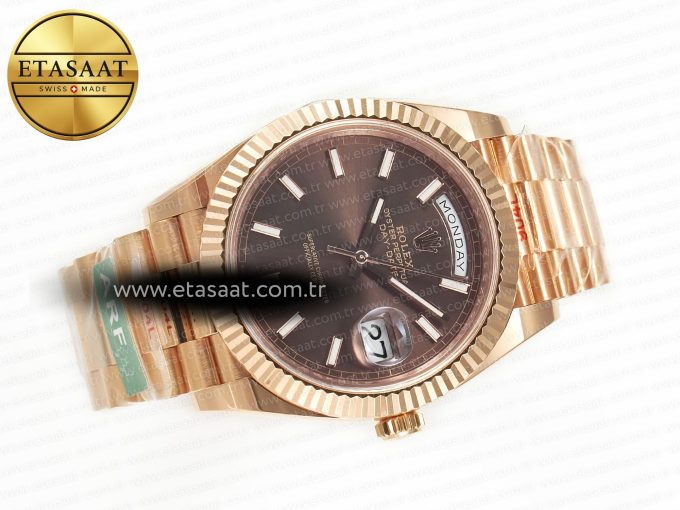 DayDate 40 228235 ARF 904L Steel Brown Stick Dial on President Bracelet VR3255 - Görsel 8