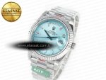 DayDate 40 228236 ARF 904L Steel Tiffany Blue Crystal Diamonds Bezel on President Bracelet VR3255