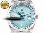 DayDate 40 228236 ARF 904L Steel Tiffany Blue Crystal Diamonds Bezel on President Bracelet VR3255 - Görsel 4