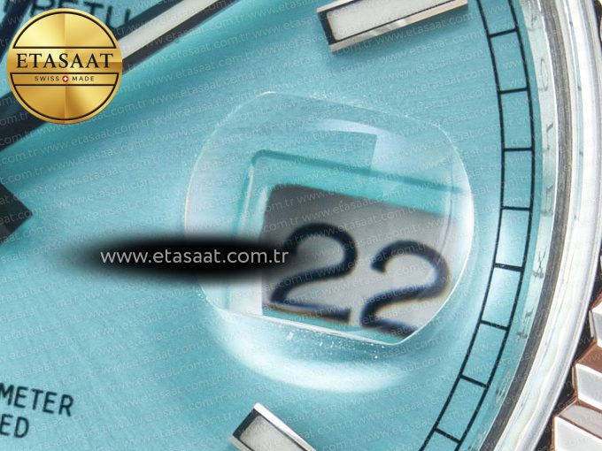 DayDate 40 228236 ARF 904L Steel Tiffany Blue Stick Dial on President Bracelet VR3255 - Görsel 11