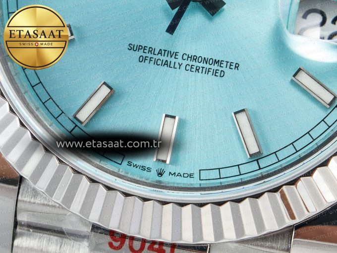 DayDate 40 228236 ARF 904L Steel Tiffany Blue Stick Dial on President Bracelet VR3255 - Görsel 12