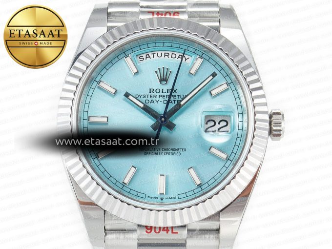 DayDate 40 228236 ARF 904L Steel Tiffany Blue Stick Dial on President Bracelet VR3255 - Görsel 4