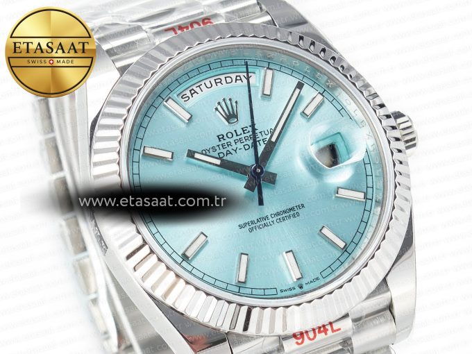 DayDate 40 228236 ARF 904L Steel Tiffany Blue Stick Dial on President Bracelet VR3255 - Görsel 5