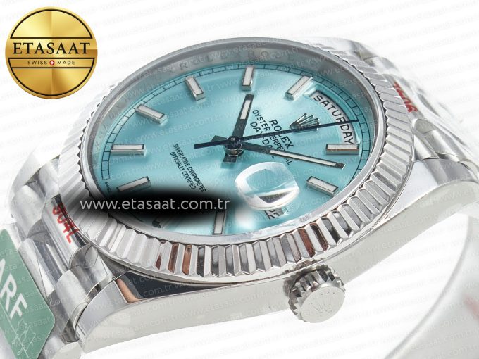 DayDate 40 228236 ARF 904L Steel Tiffany Blue Stick Dial on President Bracelet VR3255 - Görsel 6