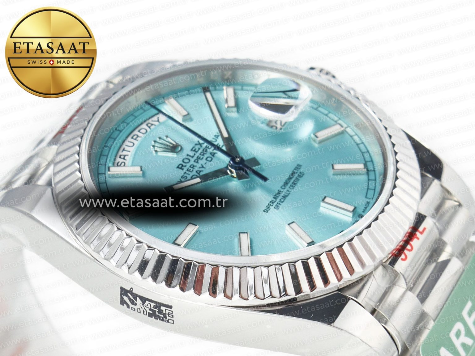 DayDate 40 228236 ARF 904L Steel Tiffany Blue Stick Dial on President Bracelet VR3255 - Görsel 7