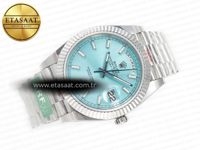 DayDate 40 228236 ARF 904L Steel Tiffany Blue Stick Dial on President Bracelet VR3255 - Görsel 8