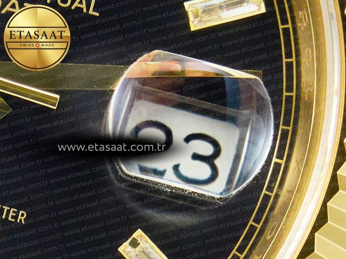 DayDate 40 228238 ARF 904L Steel Black Crystal Diamonds Bezel on President Bracelet VR3255 - Görsel 10