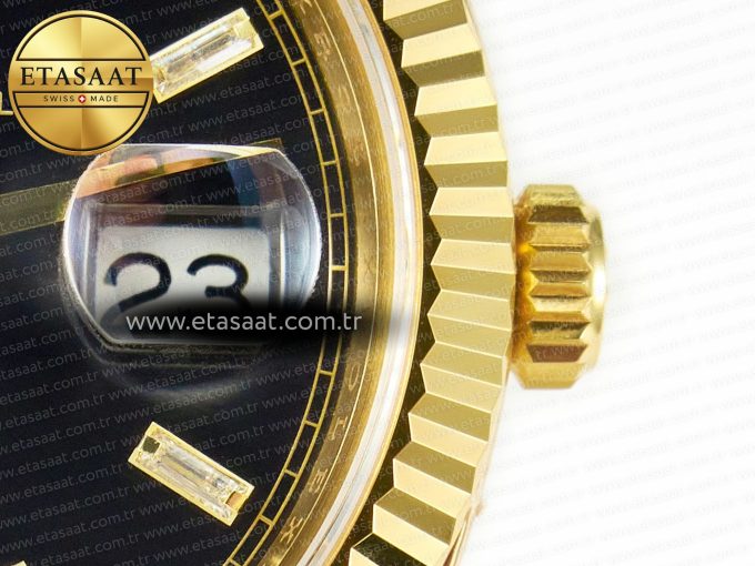 DayDate 40 228238 ARF 904L Steel Black Crystal Diamonds Bezel on President Bracelet VR3255 - Görsel 11