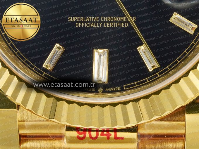 DayDate 40 228238 ARF 904L Steel Black Crystal Diamonds Bezel on President Bracelet VR3255 - Görsel 12