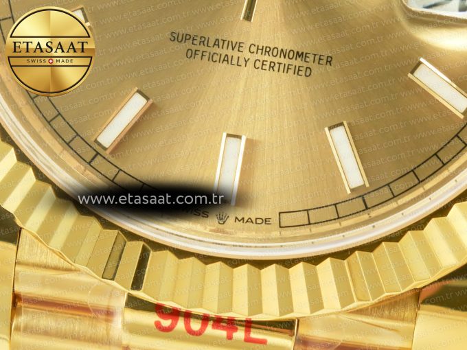 DayDate 40 228238 ARF 904L Steel Gold Stick Dial on President Bracelet VR3255 - Görsel 12