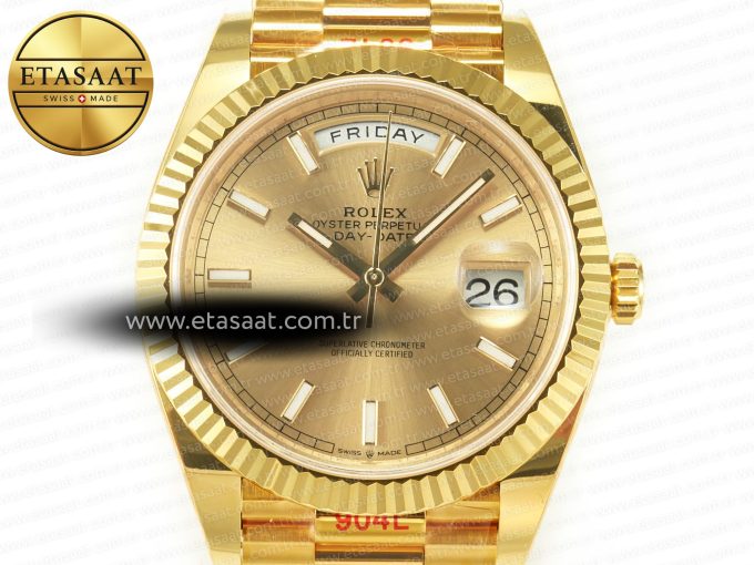 DayDate 40 228238 ARF 904L Steel Gold Stick Dial on President Bracelet VR3255 - Görsel 4