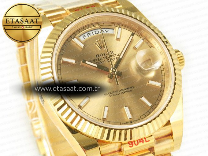 DayDate 40 228238 ARF 904L Steel Gold Stick Dial on President Bracelet VR3255 - Görsel 5