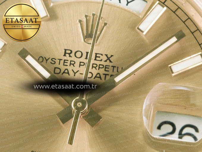 DayDate 40 228238 ARF 904L Steel Gold Stick Dial on President Bracelet VR3255 - Görsel 9