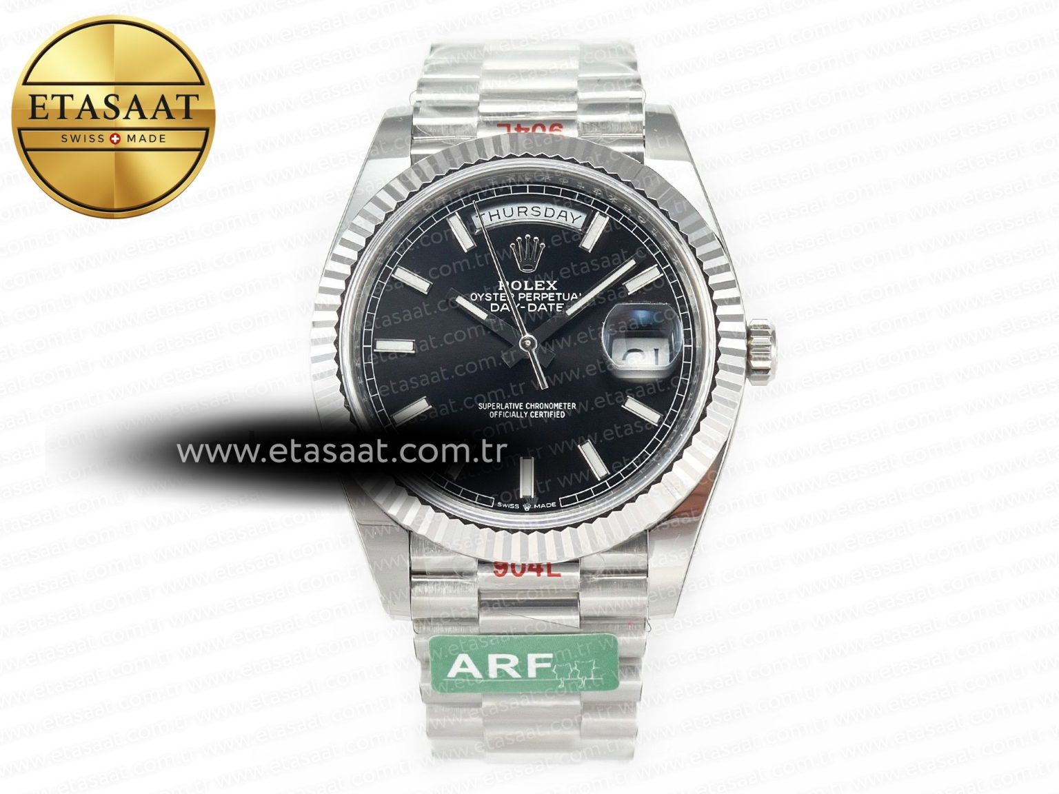 DayDate 40 228239 ARF 904L Steel Black Dial on President Bracelet VR3255 - Görsel 3