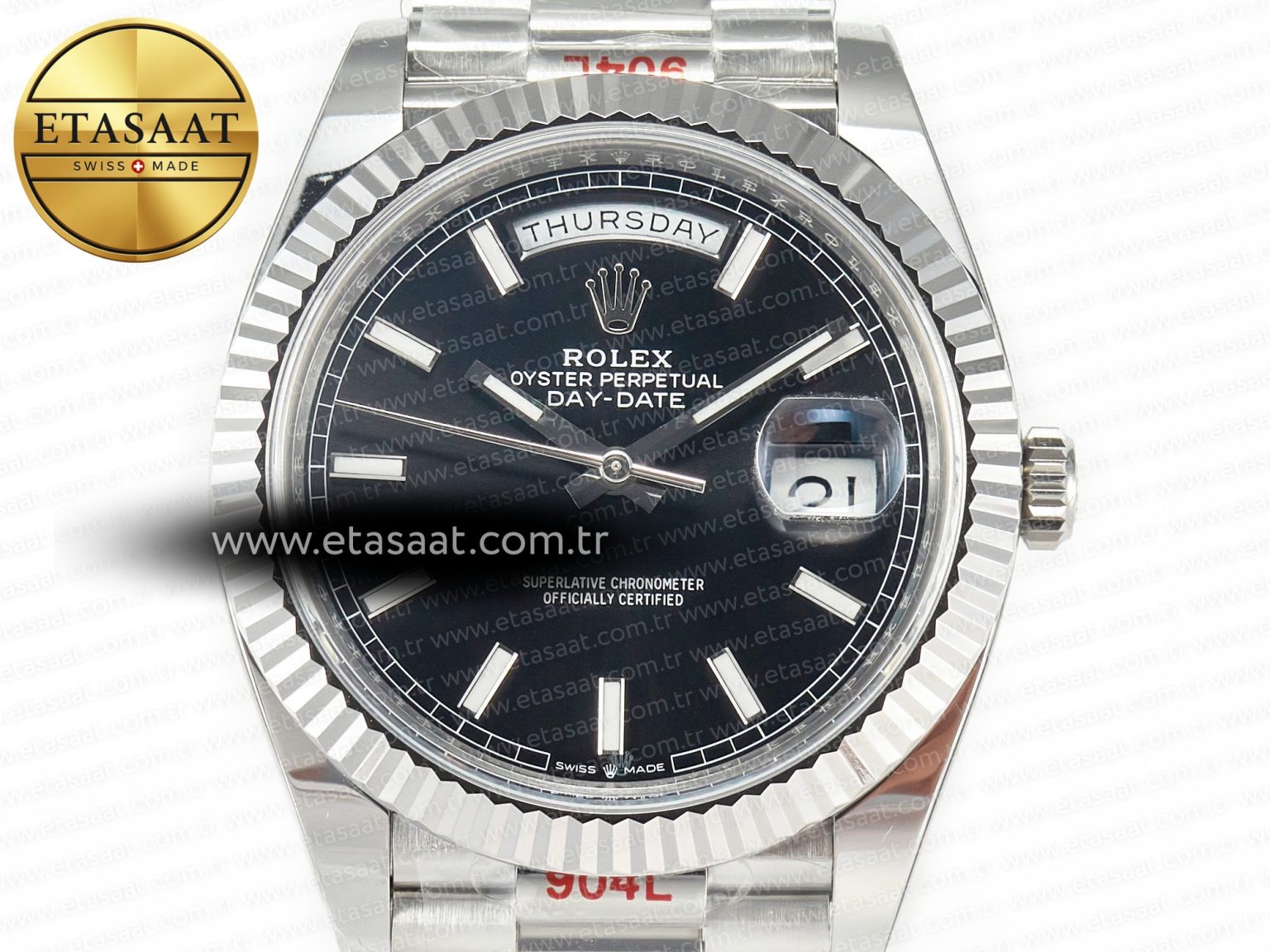DayDate 40 228239 ARF 904L Steel Black Dial on President Bracelet VR3255 - Görsel 5