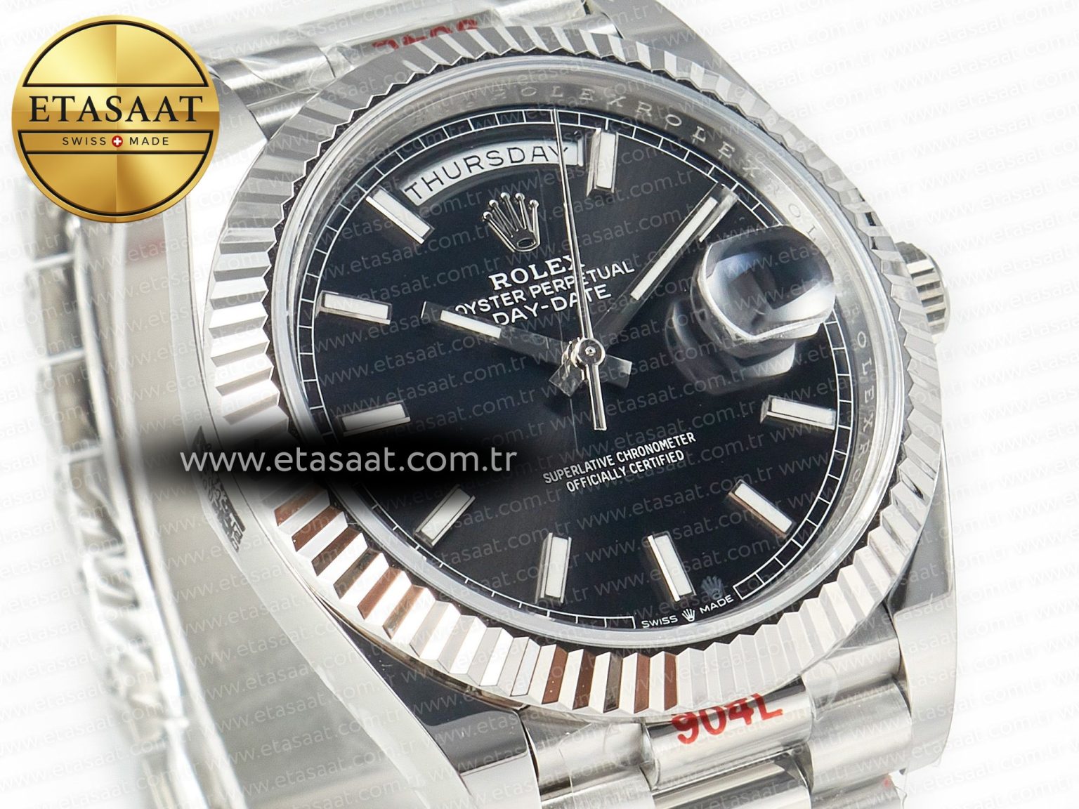 DayDate 40 228239 ARF 904L Steel Black Dial on President Bracelet VR3255 - Görsel 6