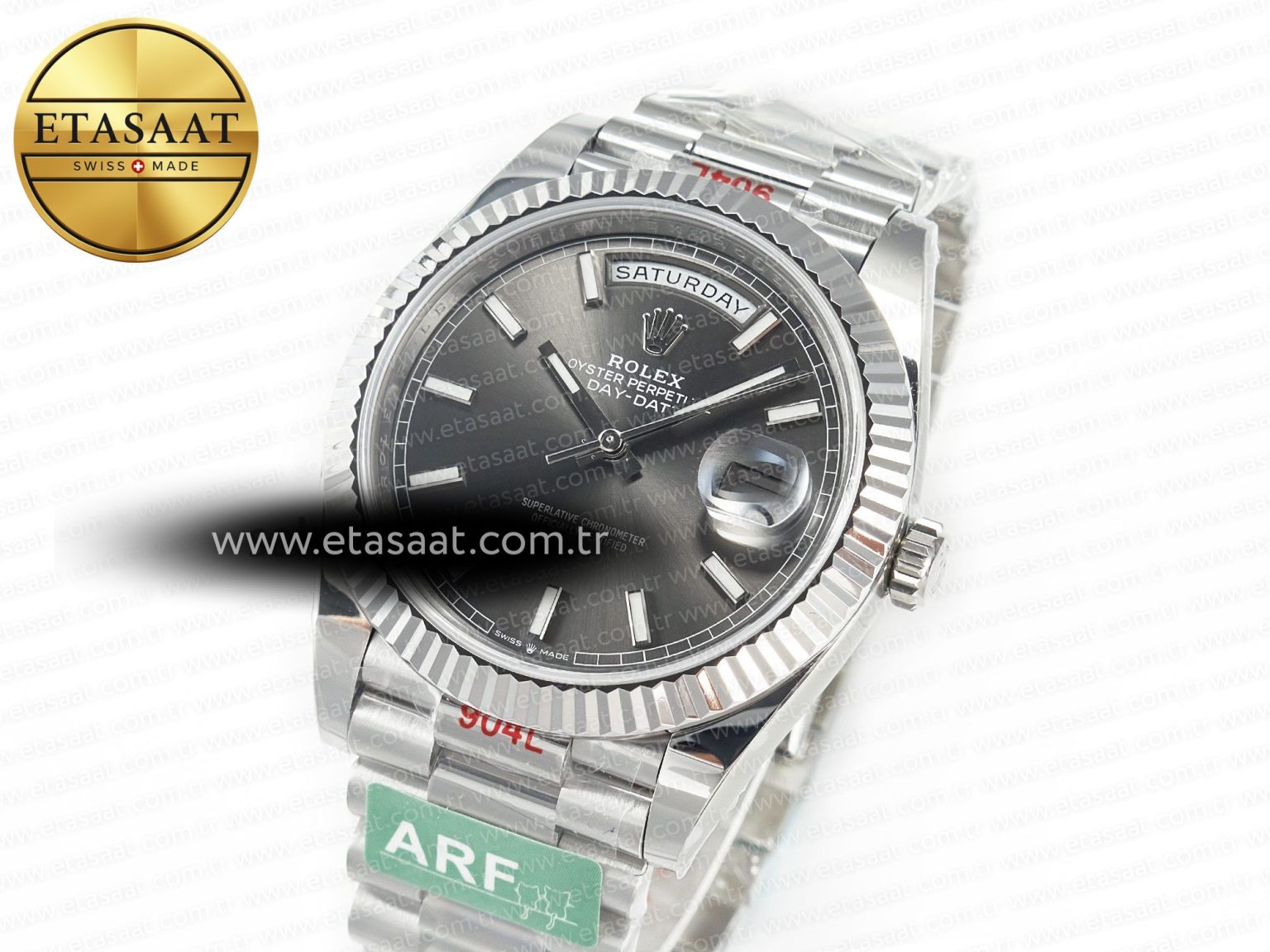 DayDate 40 228239 ARF 904L Steel Grey Stick Dial on President Bracelet VR3255 - Görsel 2