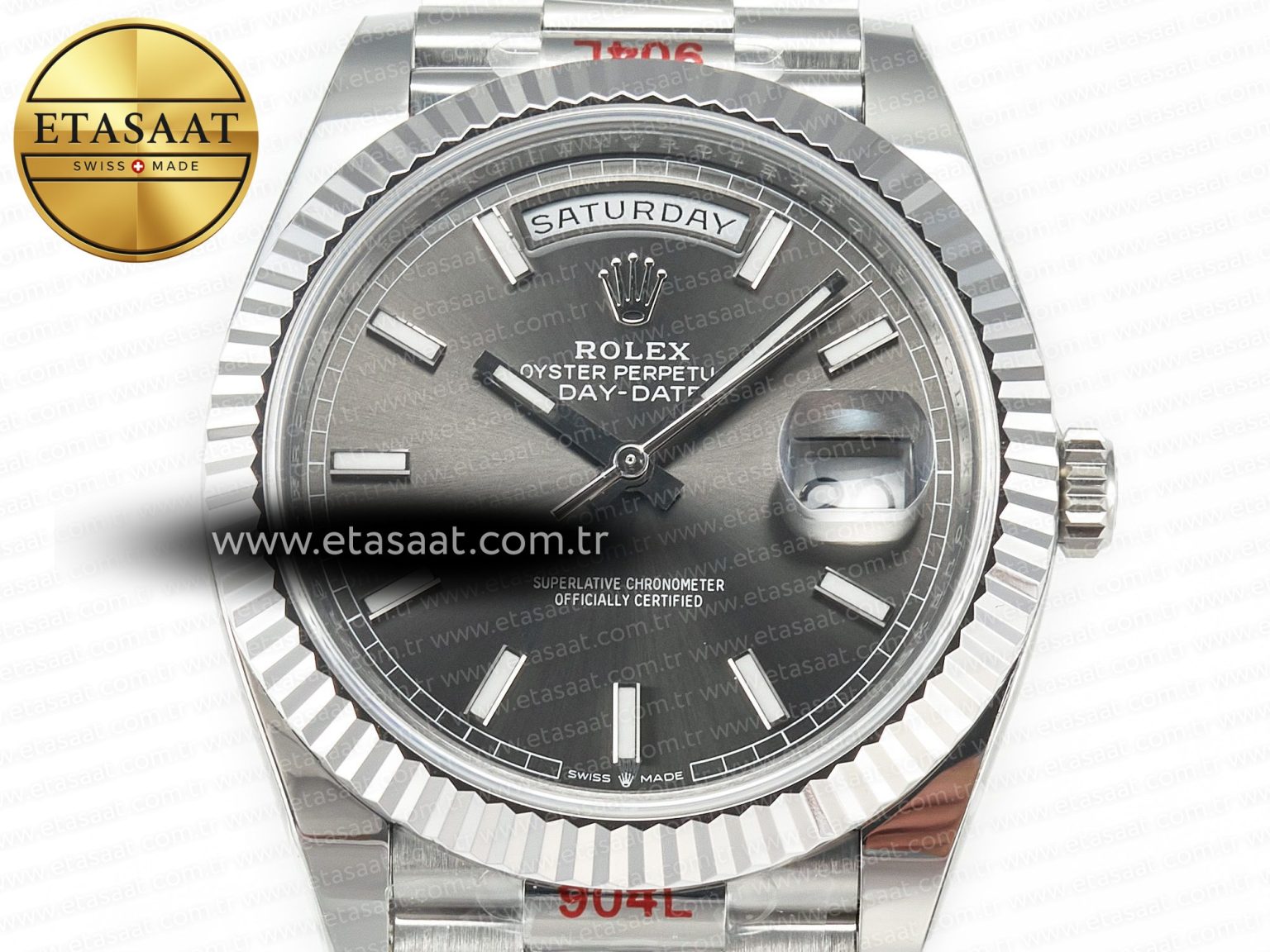 DayDate 40 228239 ARF 904L Steel Grey Stick Dial on President Bracelet VR3255 - Görsel 4