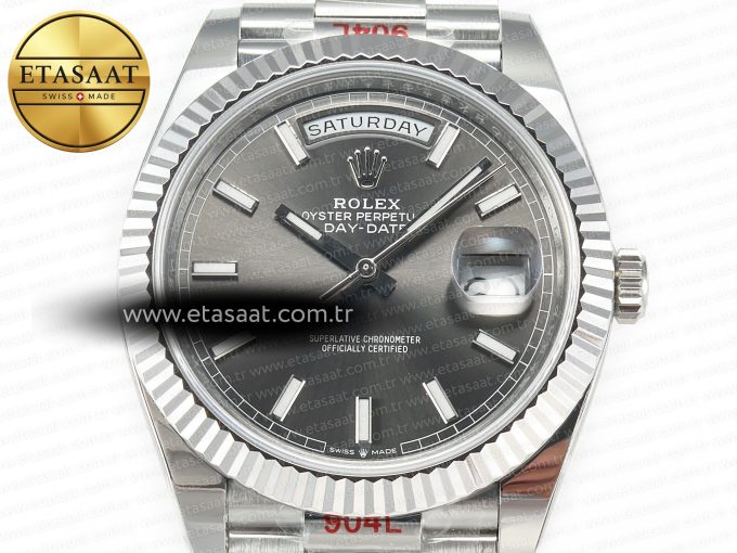 DayDate 40 228239 ARF 904L Steel Grey Stick Dial on President Bracelet VR3255 - Görsel 4