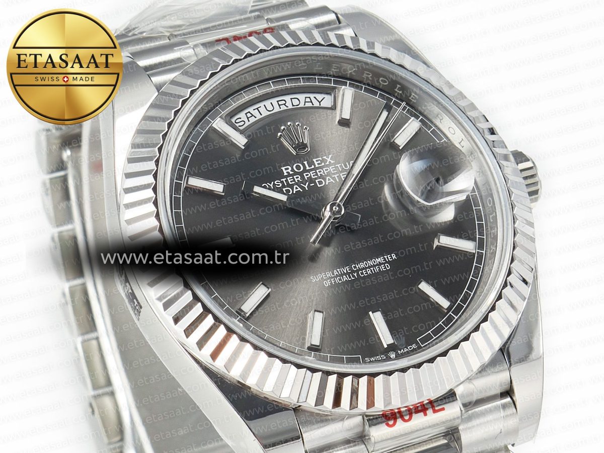 DayDate 40 228239 ARF 904L Steel Grey Stick Dial on President Bracelet VR3255 - Görsel 5
