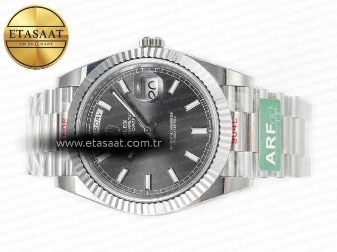 DayDate 40 228239 ARF 904L Steel Grey Stick Dial on President Bracelet VR3255 - Görsel 9