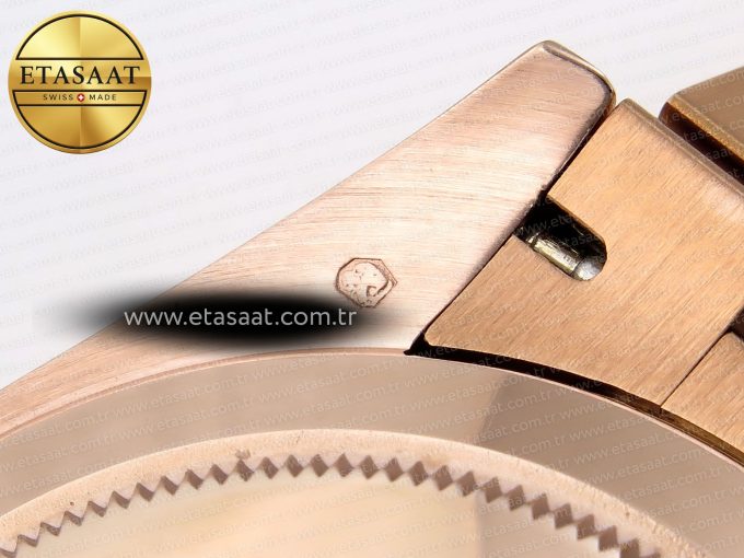 DayDate 40 RG GSF GAIN WEIGHT GREEN ROMAN DIAL ON PRESIDENT BRACELET A2836 - Görsel 13