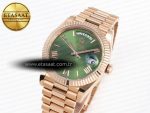 DayDate 40 RG GSF GAIN WEIGHT GREEN ROMAN DIAL ON PRESIDENT BRACELET A2836 - Görsel 2