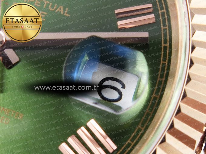 DayDate 40 RG GSF GAIN WEIGHT GREEN ROMAN DIAL ON PRESIDENT BRACELET A2836 - Görsel 25