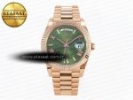 DayDate 40 RG GSF GAIN WEIGHT GREEN ROMAN DIAL ON PRESIDENT BRACELET A2836 - Görsel 3