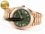 DayDate 40 RG GSF GAIN WEIGHT GREEN ROMAN DIAL ON PRESIDENT BRACELET A2836 - Görsel 6