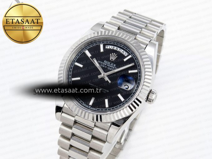 DayDate 40 SS GSF GAIN WEIGHT BLACK STICK DIAL ON PRESIDENT BRACELET A2836 - Görsel 1