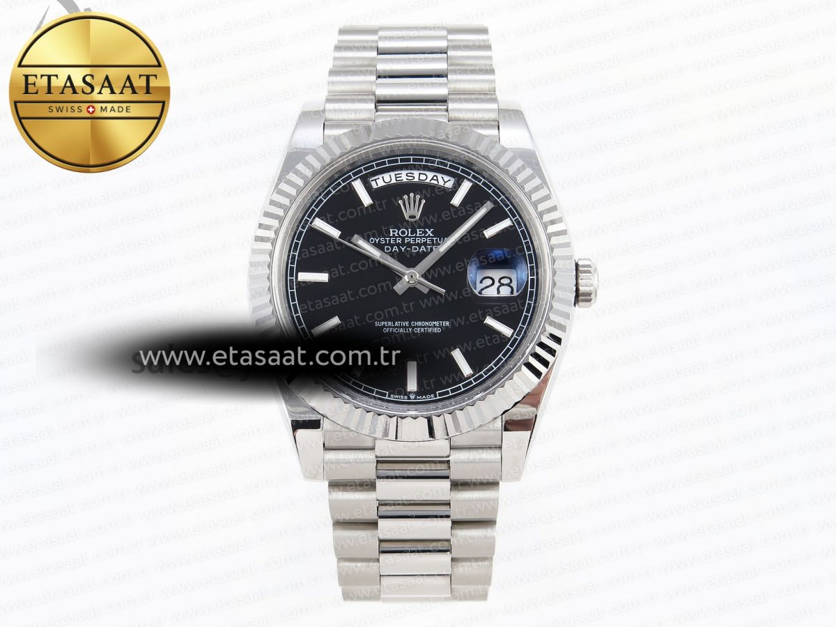 DayDate 40 SS GSF GAIN WEIGHT BLACK STICK DIAL ON PRESIDENT BRACELET A2836 - Görsel 3