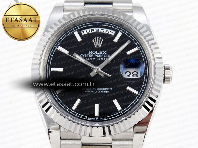 DayDate 40 SS GSF GAIN WEIGHT BLACK STICK DIAL ON PRESIDENT BRACELET A2836 - Görsel 4