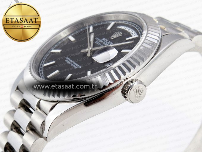 DayDate 40 SS GSF GAIN WEIGHT BLACK STICK DIAL ON PRESIDENT BRACELET A2836 - Görsel 8