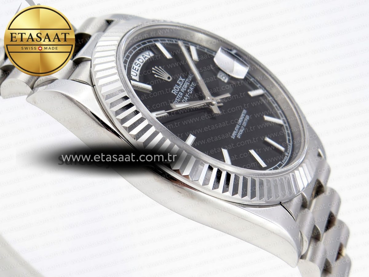 DayDate 40 SS GSF GAIN WEIGHT BLACK STICK DIAL ON PRESIDENT BRACELET A2836 - Görsel 9
