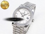 DayDate 40 SS GSF GAIN WEIGHT WHITE ROMAN DIAL DIAMONDS BEZEL ON PRESIDENT BRACELET A2836 - Görsel 2