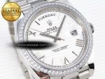 DayDate 40 SS GSF GAIN WEIGHT WHITE ROMAN DIAL DIAMONDS BEZEL ON PRESIDENT BRACELET A2836 - Görsel 5