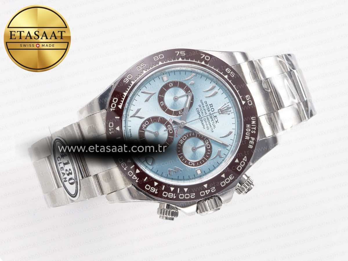 Daytona 116506 Clean 1:1 Best Edition Ice Blue Dial Arabic Markers on SS Bracelet SA4130 V2 - Görsel 8