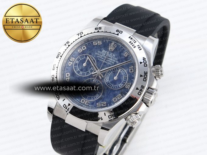 Daytona 116509 Clean 1:1 Best Edition 904L SS Case Blue Chalcedony Dial on Oysterflex Rubber Strap A4130 - Görsel 2